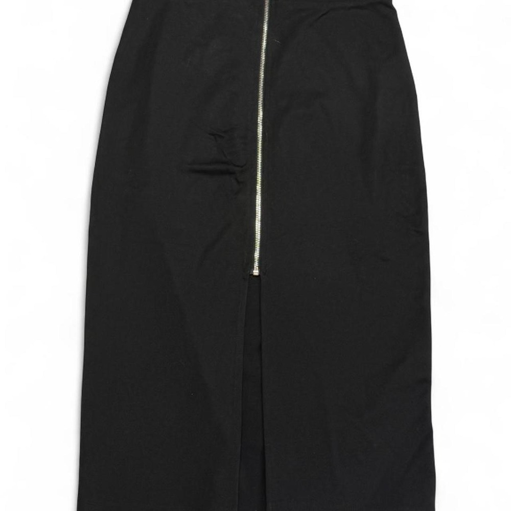 Forever 21 Black Exposed Silver Zipper High Waisted Midi Pencil Skirt
